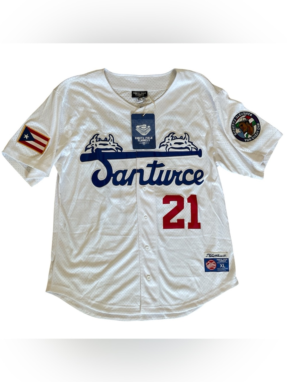 Roberto Clemente Santurce Cangrejeros NL V-Neck Mesh Jersey Ebbets Field NWT XL